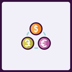Illustration of global currency exchange network featuring dollar euro pound