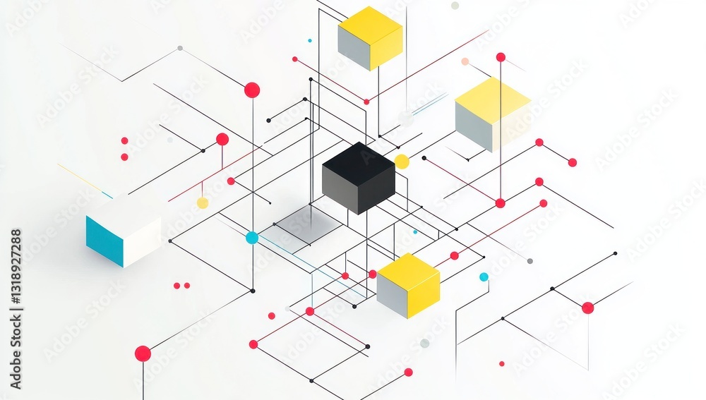 Aufkleber abstract network connection with nodes and lines.
