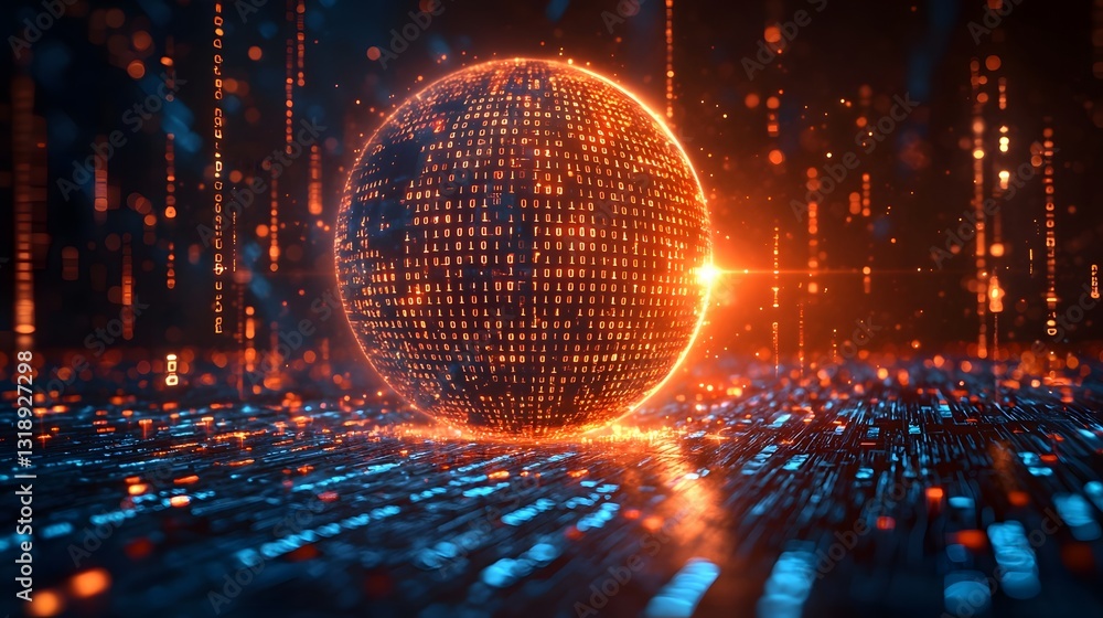 Poster glowing digital shield protecting a futuristic global network with pulsating data streams cybersecur