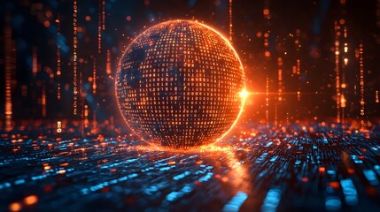 Glowing Digital Shield Protecting a Futuristic Global Network with Pulsating Data Streams Cybersecurity Concept