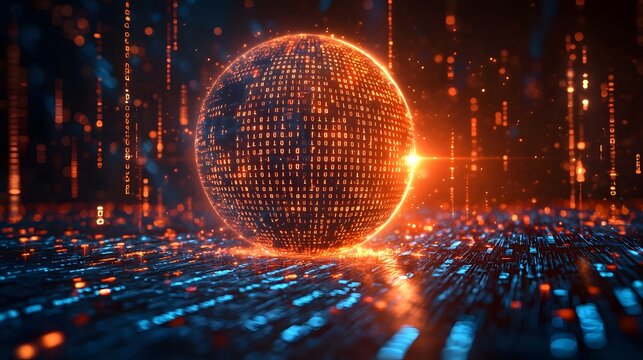 Glowing Digital Shield Protecting a Futuristic Global Network with Pulsating Data Streams Cybersecurity Concept