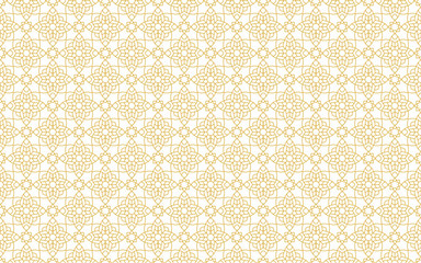 Islamic Pattern Background Seamless, Arabic Floral Gold Line Geometric Seamless Pattern Background