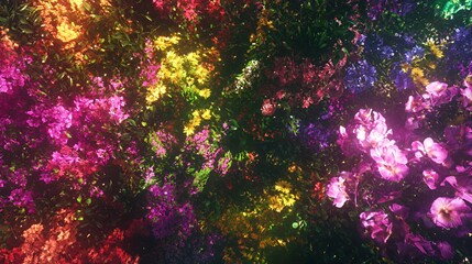 Vibrant Colorful Glowing Flowers Abstract Background