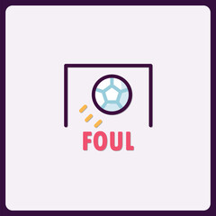 Striking stylized icon of a soccer foul near the goal in a modern design