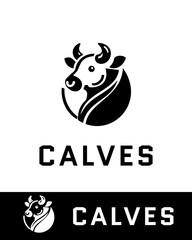 A modern calf logo featuring a stylized cow or calf head with a sleek, curved design