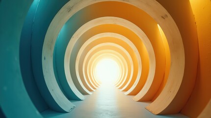 Obraz premium Colorful Circular Tunnel Leading to Bright Light, Creating an Inviting Atmosphere