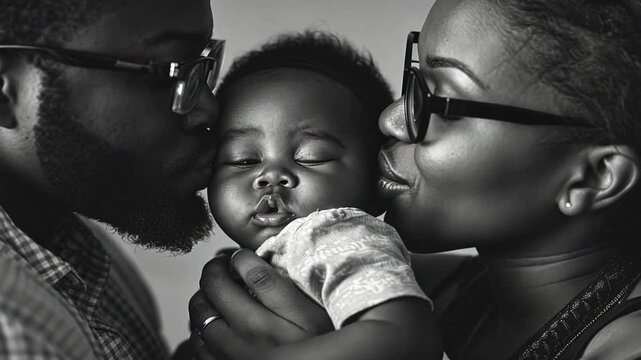 Mutter k&uuml;sst ihr Baby liebevoll auf die Stirn