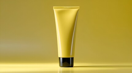 Bright Yellow Tube of Cream on a Vibrant Background