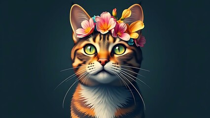 Fototapeta premium Cat with a flower crown