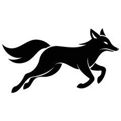 Minimalist Running Fox Vector Illustration – High-Resolution Silhouette Design
