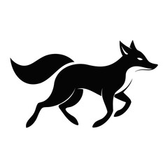 Elegant Black Running Fox Silhouette | Isolated Vector Art isolated on a transparent background