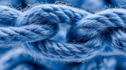 Close-up view of intertwined blue ropes
