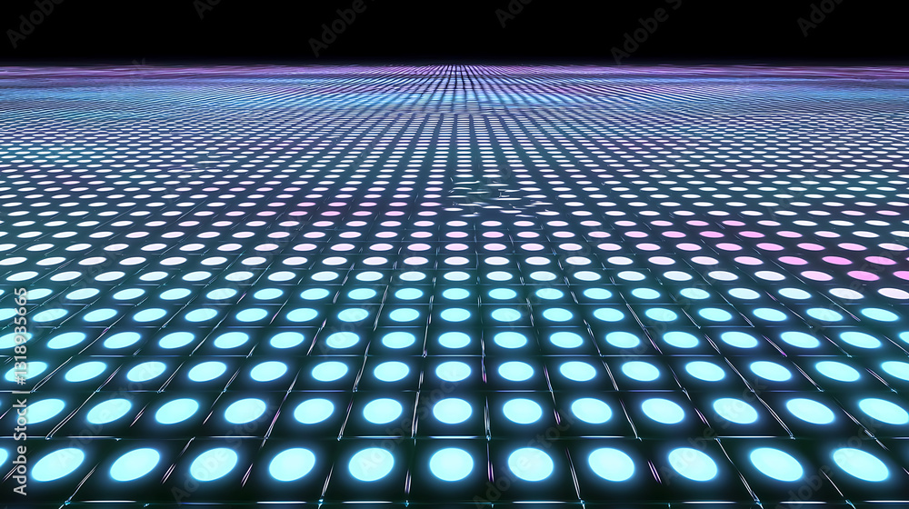 Poster dynamic light patterns virtual space digital art futuristic environment aerial view visualization co