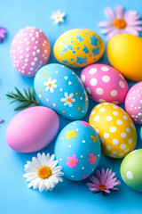 Fototapeta premium Colorful Easter eggs with floral designs