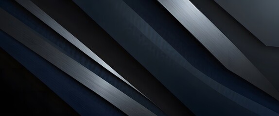 Obraz premium Diagonal Curved Bands in Dark Gray, Black, and Blue on Dark Background : Curved Stripe Abstraction