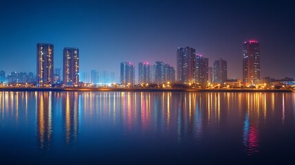 Fototapeta premium Petrochemical plant illuminated at night