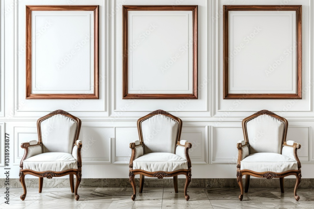 Poster high resolution visual of room with furniture and empty frames