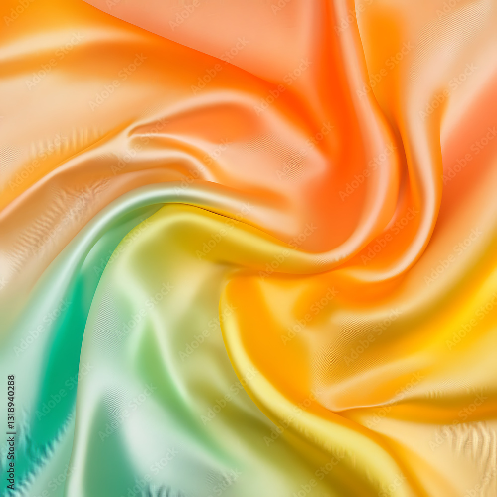 Poster flowing silk fabric in vibrant gradient colors studio setting textiles soft and smooth environment c