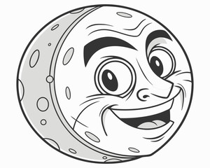 moon face Vector Art Cartoon