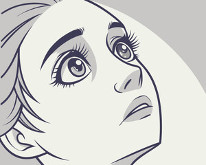 Cute Girl face Vector Art Cartoon