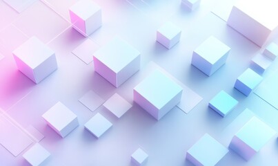 Abstract pastel cubes and squares background.