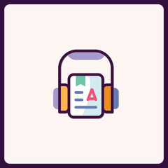 Abstract Audio Learning with Headphones and Document Icon Illustration