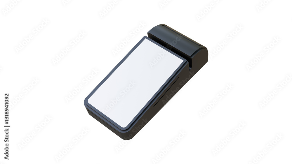 Poster blank screen pos machine mock up on white background. contactless payment by credit card and mobile 