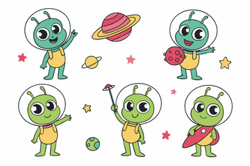 Obraz premium Cute Alien Vector Art Cartoon