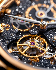 Fototapeta premium Detailed close-up of intricate watch mechanism