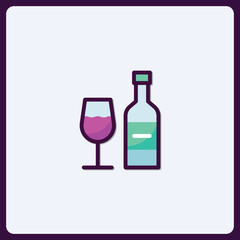 Elegant wine bottle and glass icon for beverage related projects and designs