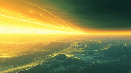 Fototapeta premium Abstract digital landscape with glowing 3D lines stretching into the distance, creating a futuristic horizon