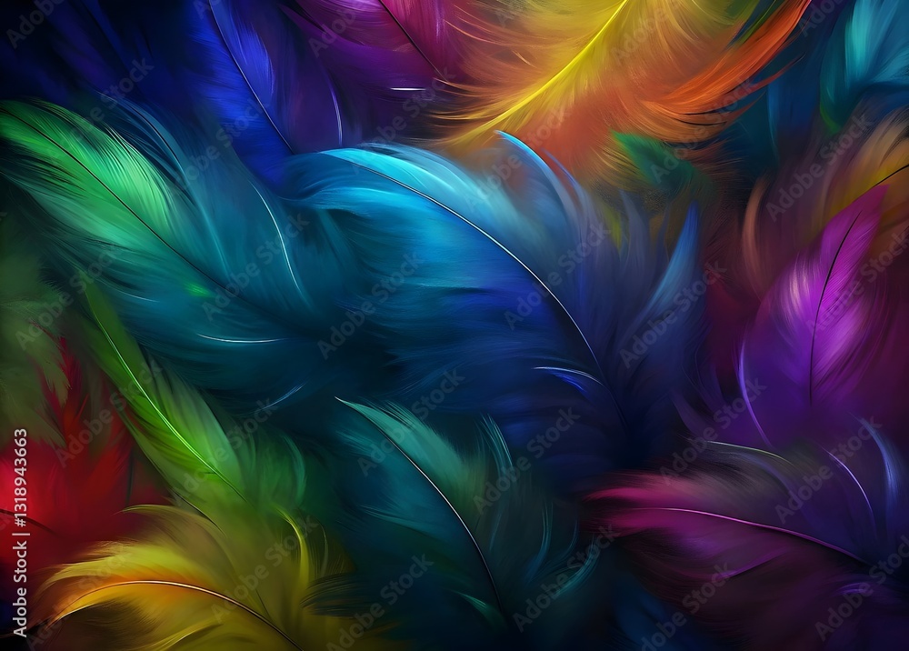 Poster vibrant colorful feathers background art textures patterns digital