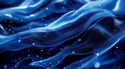 Fototapeta premium Abstract digital ocean waves in deep blue tones, 3D rendering with realistic fluid dynamics and futuristic design