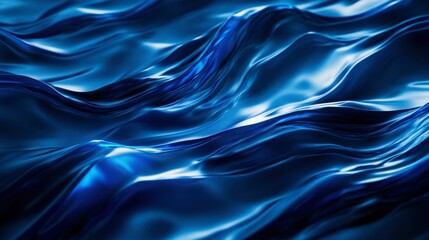 Obraz premium Abstract digital ocean waves in deep blue tones, 3D rendering with realistic fluid dynamics and futuristic design