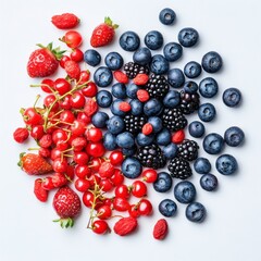 Colorful Berry Assortment on White Background