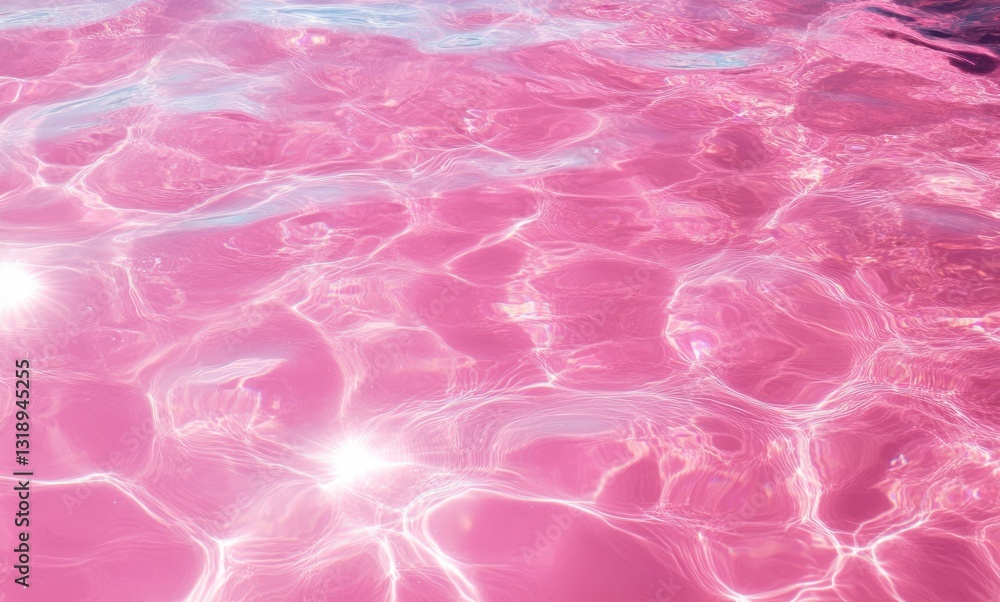 Poster pink water surface sparkling in the sun creating abstract light patterns