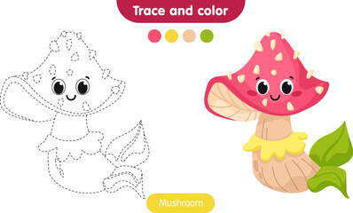 Coloring book for children: mushroom. Educational game for kids.