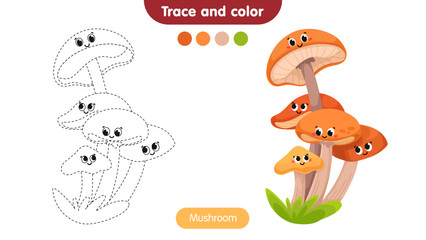 Coloring book for children: mushroom. Educational game for kids.