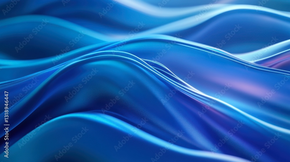 Poster abstract flowing blue waves background, smooth 3d rendering with soft gradients and futuristic desig