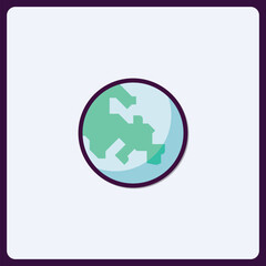 Stylized Earth Globe Icon Featuring European Continent Illustration