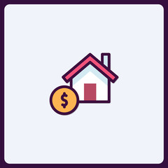 Stylized home financing graphic displaying real estate investment value