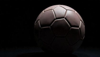 Fototapeta premium A close-up of a soccer ball with a red glow, set against a dark background, highlighting its texture.