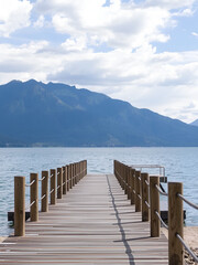 Jetty at the end of Okanagan Beach in Penticton, a lakeside city of the Okanagan Valley nicknamed "Peach City" in British Columbia, Canada