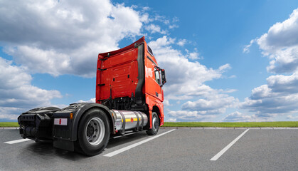 Semi truck with tank for compressed natural gas (CNG)