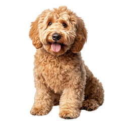 Fototapeta premium Golden doodle dog isolated on transparent background.
