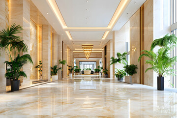 Luxurious hotel lobby with modern design