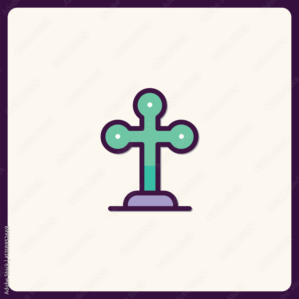 Poster stylized representation of a cross icon with rounded shapes and soothing color