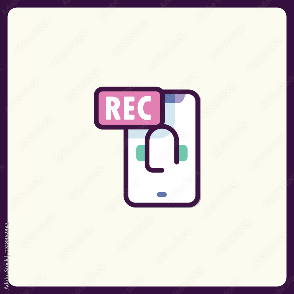 Poster modern smartphone application interface representing recording functionality