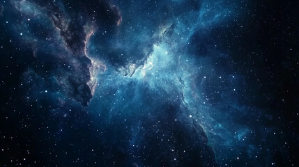 universe view with stars in deep blue dark color, Starry night with galaxy