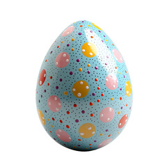 Blue Easter Egg with Colorful Dots, Festive Clipart Isolated on transparent background 